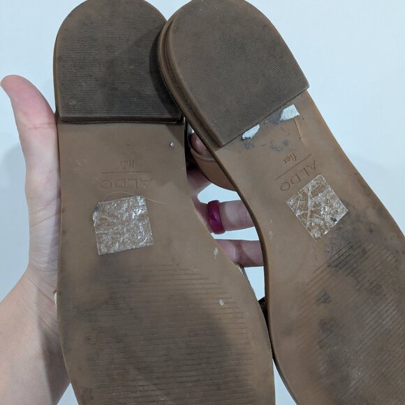 Aldo Fandra Sling Back Sandals Cream Tan Gold Size 7 - Picture 7 of 7